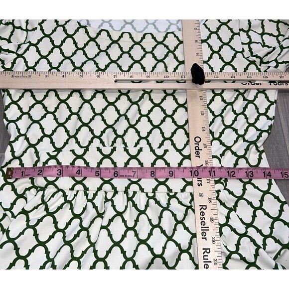 J Mclaughlin Ivory Green Scoop Neck 3/4 Sleeve Catalina Cloth Sheath Dress Small - Picture 4 of 8